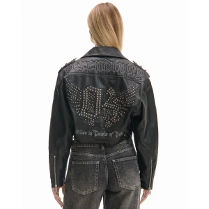 Cropp - Kurtka ramoneska z aplikacją na plecach - czarny