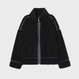 Cropp - Kurtka sherpa z elementami sztucznej skóry - czarny