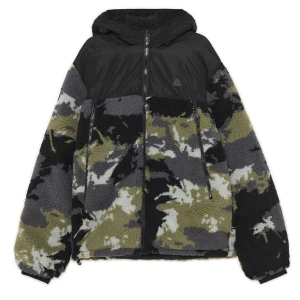 Cropp - Kurtka sherpa z nadrukiem moro - zielony