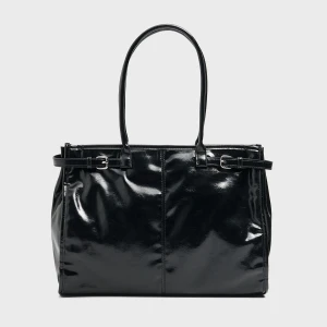 Cropp - Lakierowana torba shopper - czarny