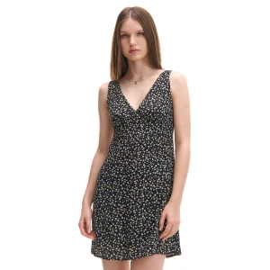 Cropp - Lekka wiskozowa sukienka mini w kwiaty - czarny