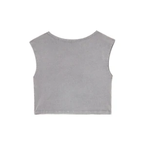 Cropp - Luźny T-shirt na jedno ramię - jasny szary