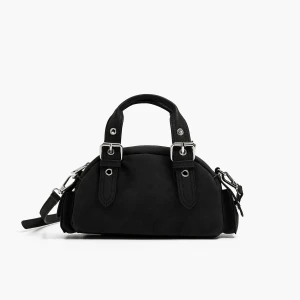 Cropp - Mała czarna torebka z imitacji zamszu - czarny