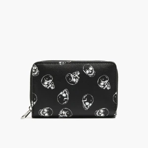 Cropp - Mały czarny portfel z czaszkami - czarny