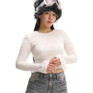 Cropp - Marszczona biała bluzka - biały