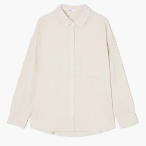 Cropp - Marszczona kremowa koszula oversize - kremowy