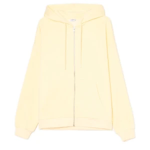 Cropp - Masełkowa rozpinana bluza z kapturem - kremowy