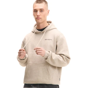 Cropp - Melanżowa beżowa bluza hoodie z napisem - beżowy