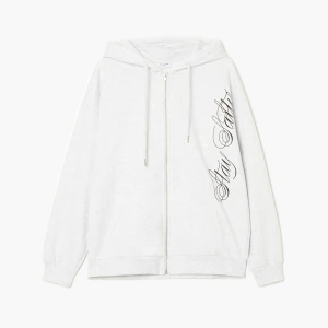 Cropp - Melanżowa szara hoodie z napisem - jasny szary