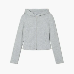 Cropp - Melanżowa zapinana bluza z kapturem - jasny szary