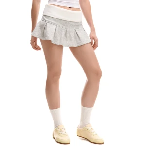 Cropp - Melanżowe spódnico-spodenki z podwinięciem - jasny szary