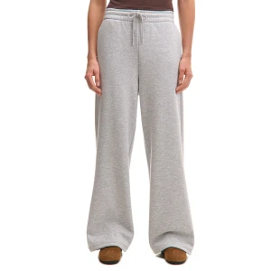 Cropp - Melanżowe spodnie dresowe wide leg - jasny szary