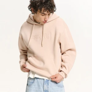 Cropp - Minimalistyczna bluza z kapturem i napisem - beżowy