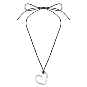 Cropp - Naszyjnik na rzemyku z zawieszką serca - srebrny
