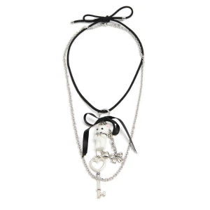 Cropp - Naszyjnik z breloczkiem kota - srebrny