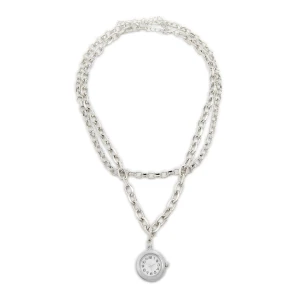 Cropp - Naszyjnik z zawieszką zegarka - srebrny