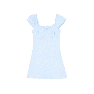 Cropp - Nibieska wzorzysta sukienka w stokrotki - błękitny