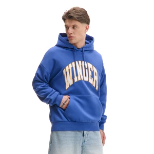 Cropp - Niebieska bluza hoodie z aplikacją - niebieski