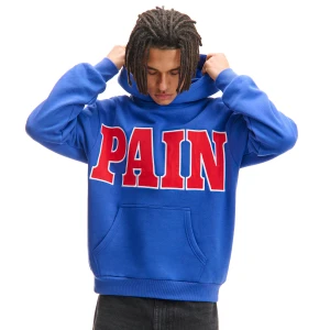 Cropp - Niebieska bluza hoodie z napisem - niebieski