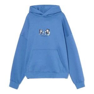 Cropp - Niebieska bluza oversize z kapturem - błękitny