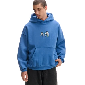 Cropp - Niebieska bluza oversize z kapturem - błękitny