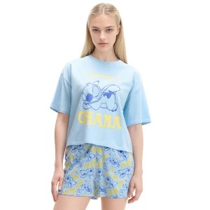 Cropp - Niebieska dwuczęściowa piżama ze Stitchem - błękitny