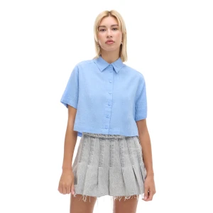 Cropp - Niebieska koszula w retro stylu - błękitny