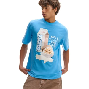 Cropp - Niebieska koszulka z motywem jedzenia - błękitny