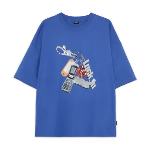 Cropp - Niebieska koszulka z nadrukiem w stylu Y2K - niebieski