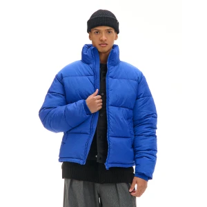 Cropp - Niebieska kurtka puffer ze stójką - niebieski