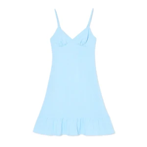Cropp - Niebieska sukienka mini - błękitny