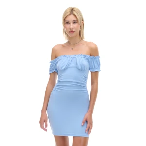 Zdjęcie produktu Cropp - Niebieska sukienka mini z krótkimi rękawkami - błękitny