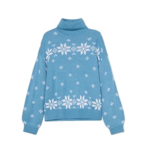 Cropp - Niebieski golf z zimowym motywem - błękitny