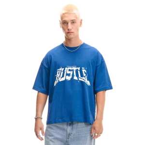 Cropp - Niebieski T-shirt z napisami - niebieski