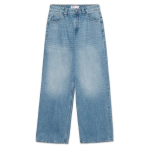 Cropp - Niebieskie jeansy baggy z efektem sprania PETITE - niebieski