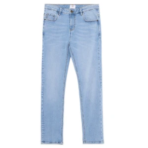 Cropp - Niebieskie jeansy skinny z efektem sprania - niebieski