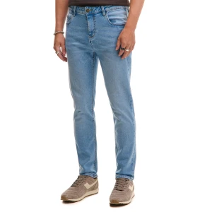 Cropp - Niebieskie jeansy skinny z efektem sprania - niebieski