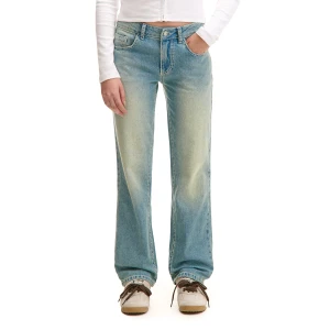 Cropp - Niebieskie jeansy straight w stylu vintage - niebieski