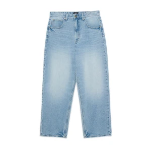 Cropp - Niebieskie jeansy super baggy z efektem sprania - niebieski