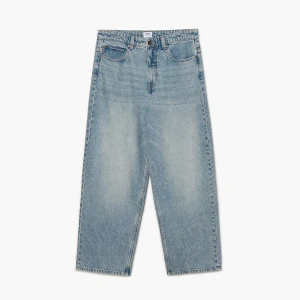 Cropp - Niebieskie jeansy super baggy z efektem sprania - niebieski