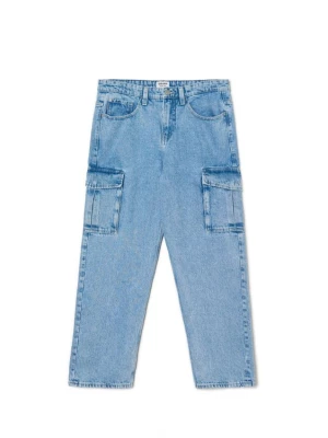 Cropp - Niebieskie jeansy wide leg - Niebieski