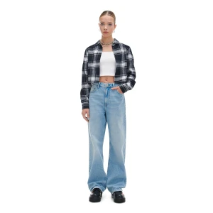 Cropp - Niebieskie jeansy wide leg - niebieski