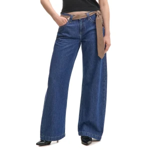 Cropp - Niebieskie jeansy wide leg vintage - niebieski