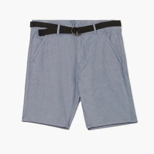 Cropp - Niebieskie spodenki chino z paskiem - niebieski