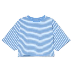 Cropp - Niebiesko-biała koszulka w paski - biały