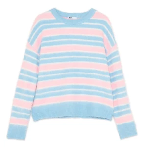 Cropp - Niebiesko-różowy sweter w paski z dodatkiem wełny - wielobarwny