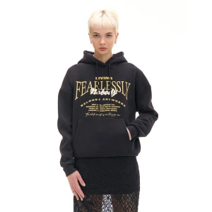 Cropp - Ocieplana czarna bluza z kapturem - czarny