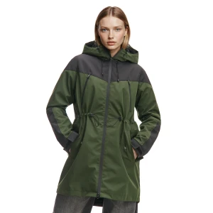 Cropp - Oliwkowa parka z czarnymi panelami - zielony