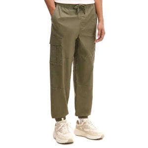 Cropp - Oliwkowe joggery regular z kieszeniami cargo - zielony