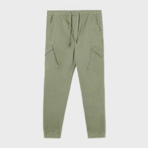 Cropp - Oliwkowe joggery slim z kieszeniami cargo - zielony